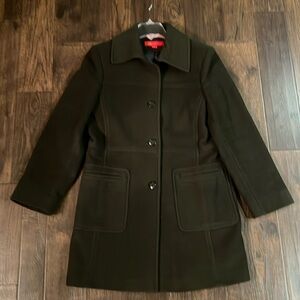 Anne Klein ladies, wool blend car coat, army green, size L, EUC